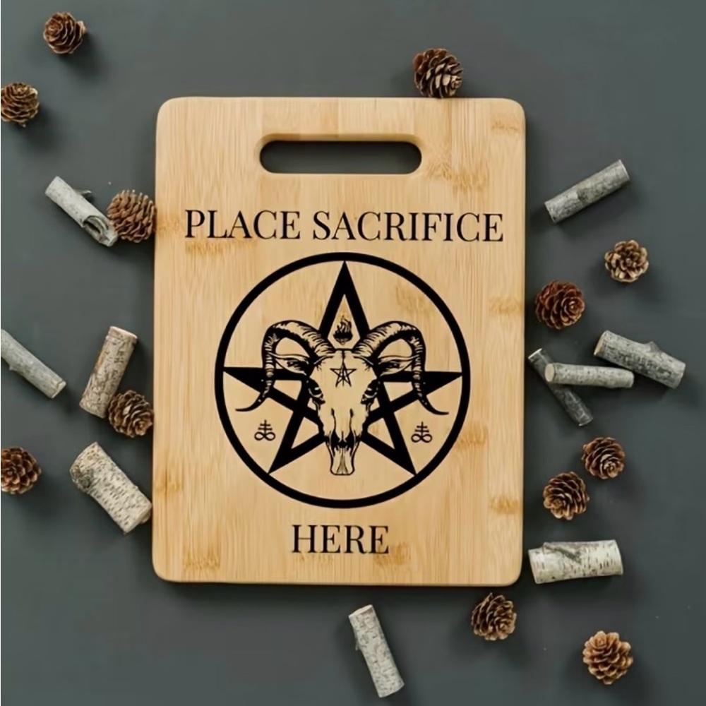 {NEW} Satanic Sacrifice Cutting Board Bamboo